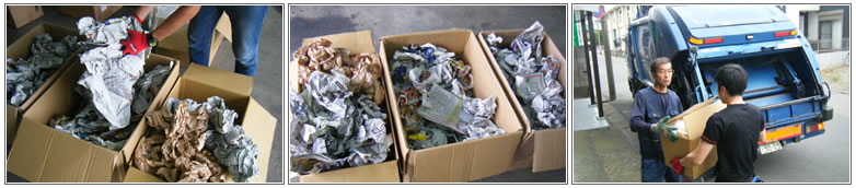 新聞紙のリサイクル写真
